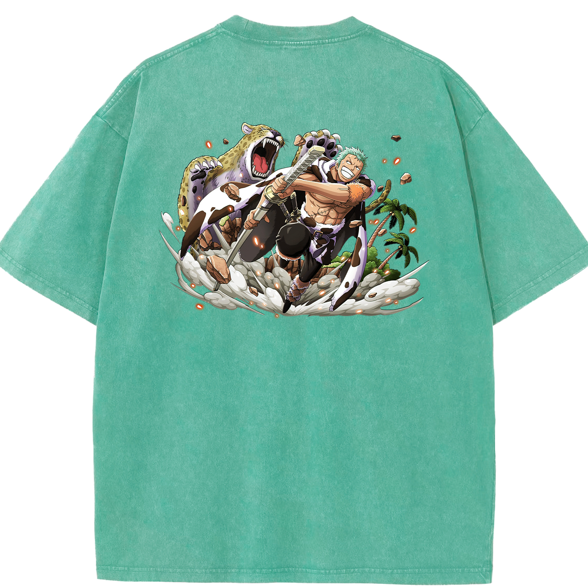 ワンピース ロロノア・ゾロ ONE PIECE Roronoa Zoro 綿100% ヴィンテージ風 半袖Tシャツ（背面プリント）